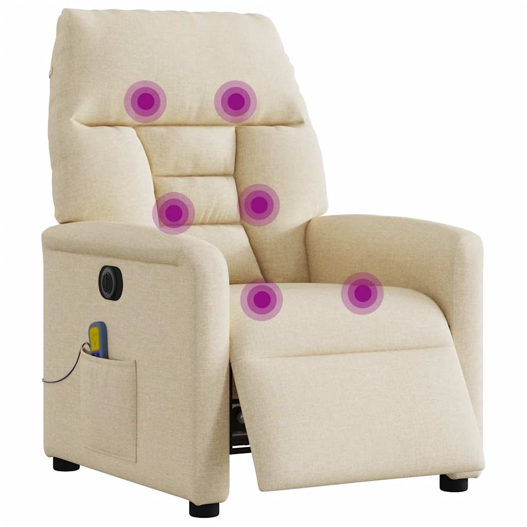 Vidaxl massagestoel elektrisch verstelbaar stof crèmekleurig