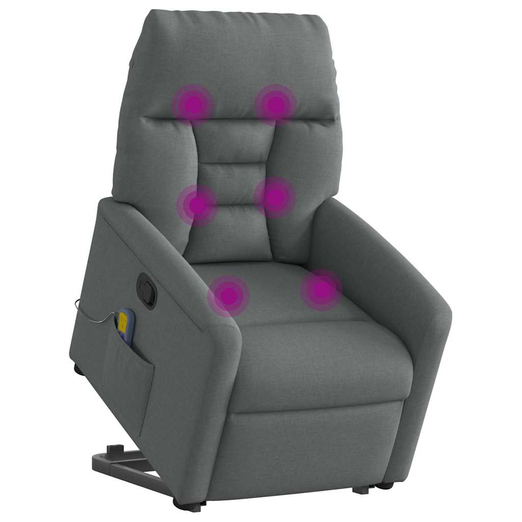 Vidaxl sta-op-massagestoel verstelbaar stof donkergrijs