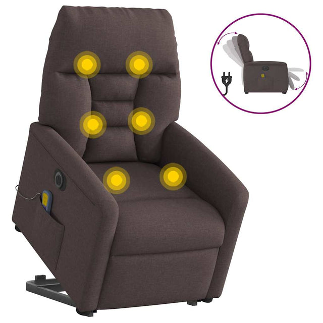 Vidaxl sta-op-massagestoel elektrisch verstelbaar stof donkerbruin