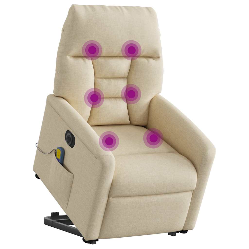 Vidaxl sta-op-massagestoel elektrisch verstelbaar stof crèmekleurig