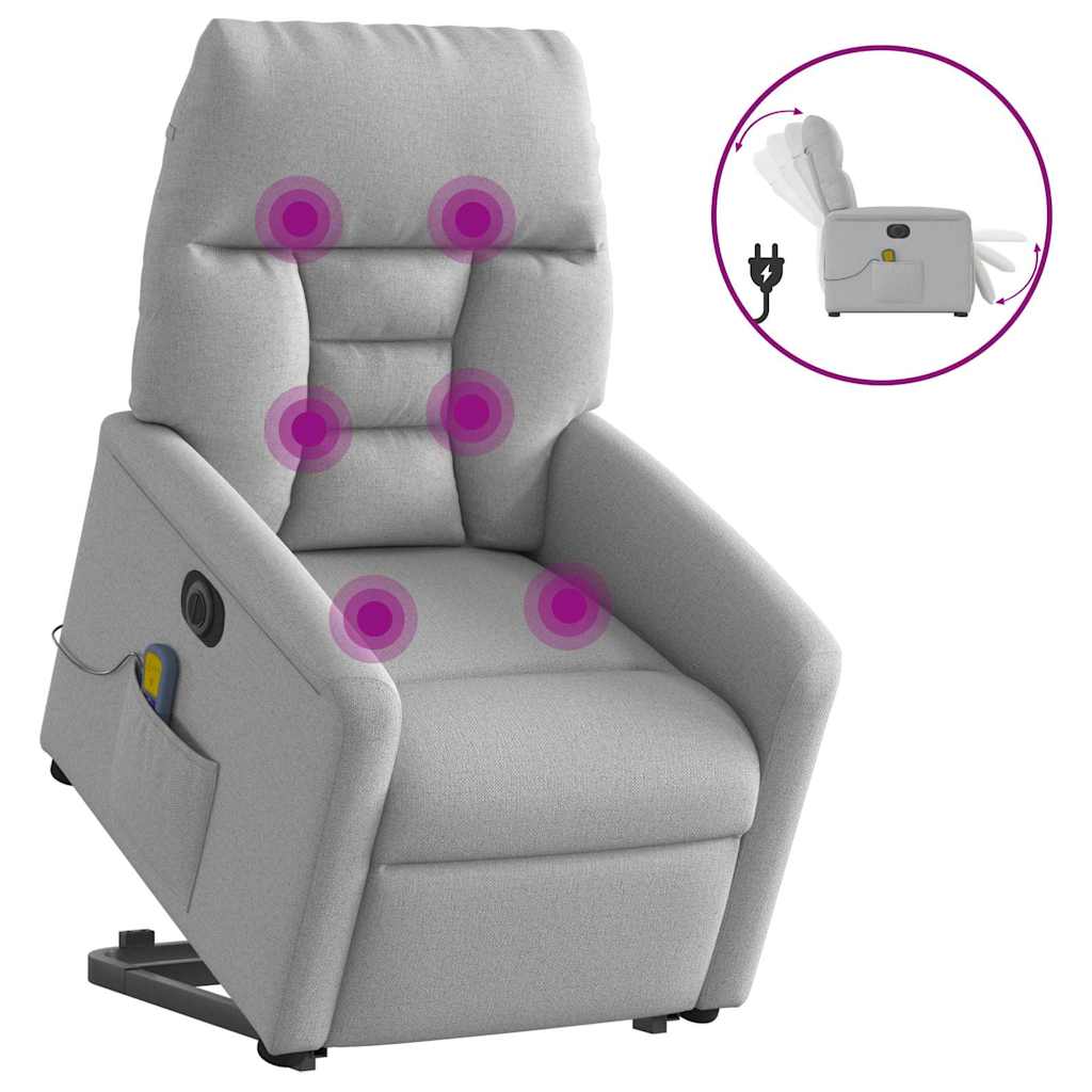 Vidaxl sta-op-massagestoel elektrisch verstelbaar stof wolk grijs