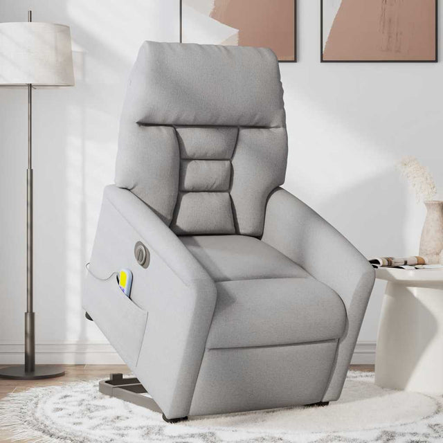 Vidaxl sta-op-massagestoel elektrisch verstelbaar stof wolk grijs