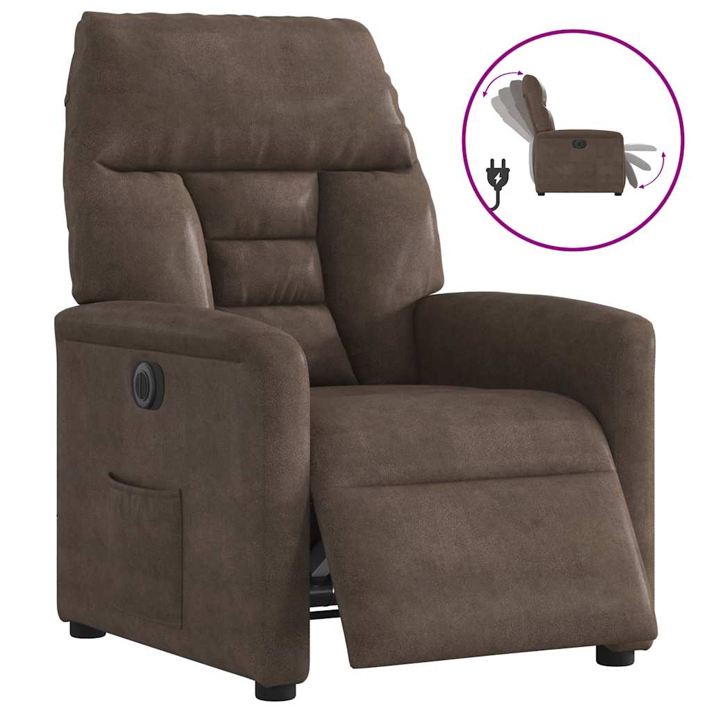 Vidaxl fauteuil verstelbaar elektrisch microvezelstof bruin
