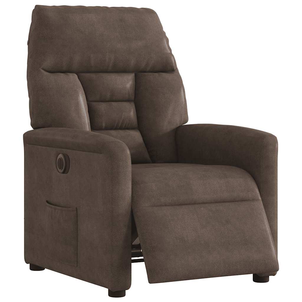 Vidaxl fauteuil verstelbaar elektrisch microvezelstof bruin