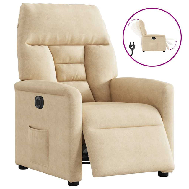 Vidaxl fauteuil verstelbaar elektrisch microvezelstof crèmekleurig