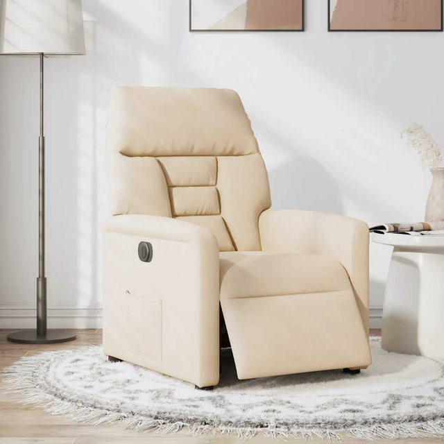 Vidaxl fauteuil elektrisch verstelbaar microvezelstof beige