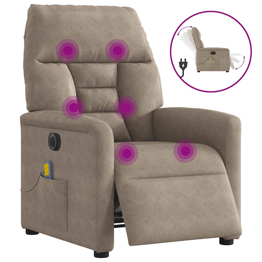 Vidaxl massagestoel elektrisch verstelbaar microvezelstof taupe