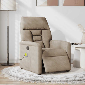 Vidaxl massagestoel elektrisch verstelbaar microvezelstof taupe