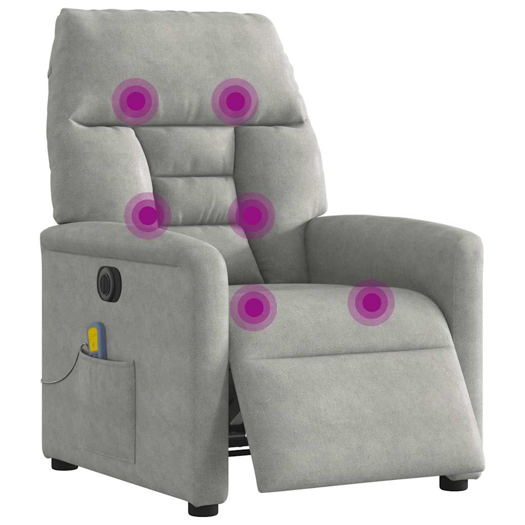 Vidaxl massagestoel elektrisch verstelbaar microvezelstof lichtgrijs