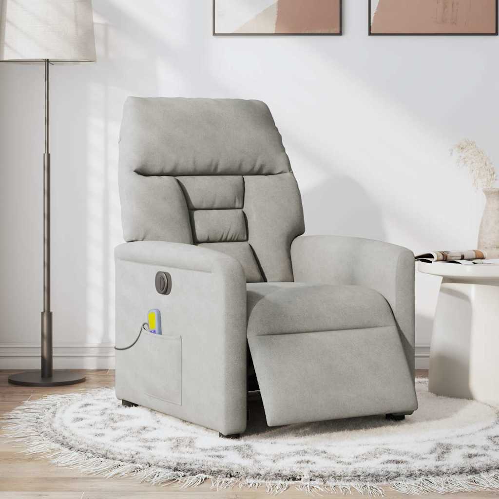 Vidaxl massagestoel elektrisch verstelbaar microvezelstof lichtgrijs
