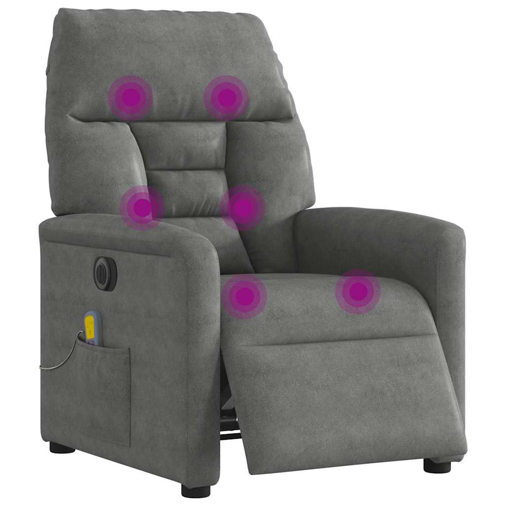 Vidaxl massagestoel elektrisch verstelbaar microvezelstof donkergrijs