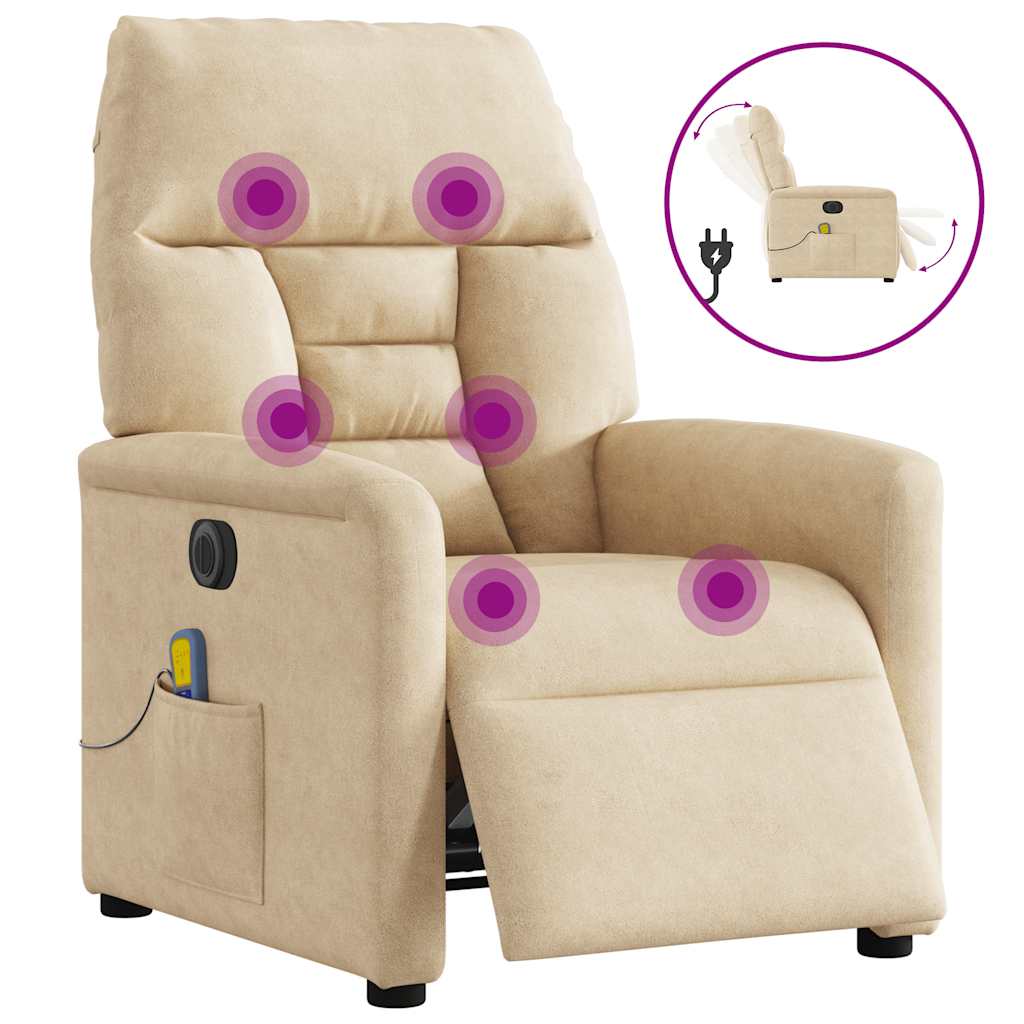 Vidaxl massagestoel elektrisch verstelbaar microvezelstof crèmekleurig