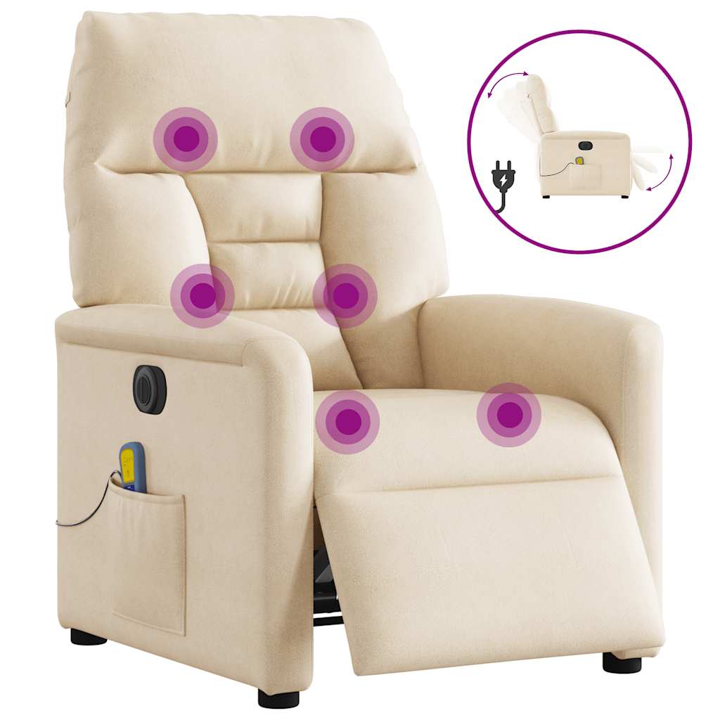 Vidaxl massagestoel elektrisch verstelbaar microvezelstof beige