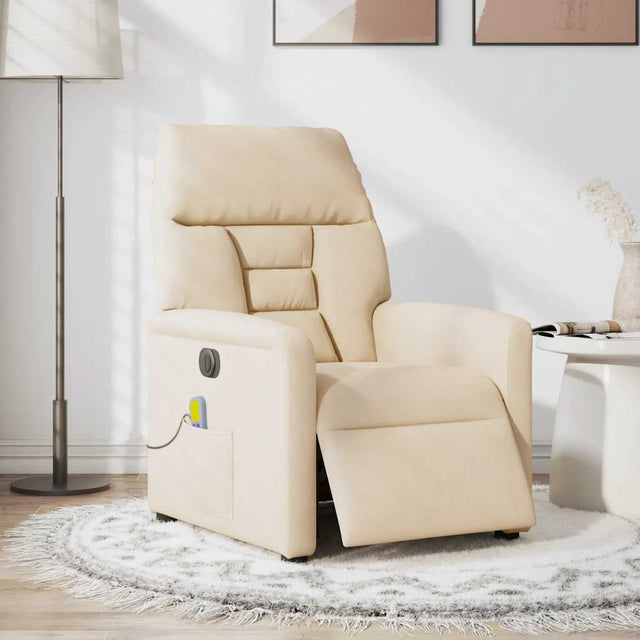 Vidaxl massagestoel elektrisch verstelbaar microvezelstof beige