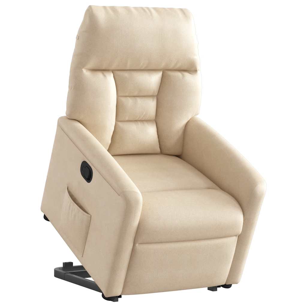 Vidaxl sta-op-stoel verstelbaar microvezelstof beige