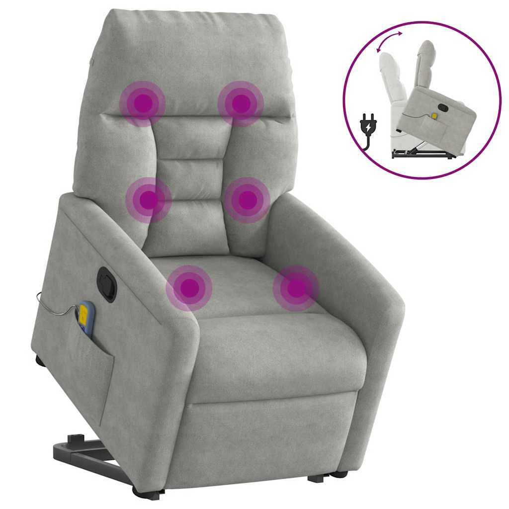 Vidaxl sta-op-massagestoel verstelbaar microvezelstof lichtgrijs