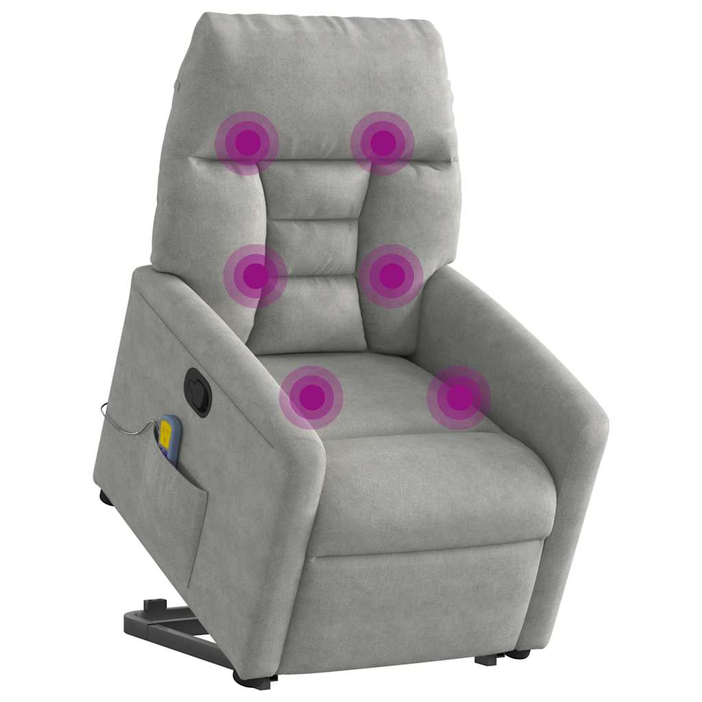 Vidaxl sta-op-massagestoel verstelbaar microvezelstof lichtgrijs