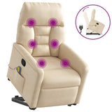 Vidaxl sta-op-massagestoel verstelbaar microvezelstof beige