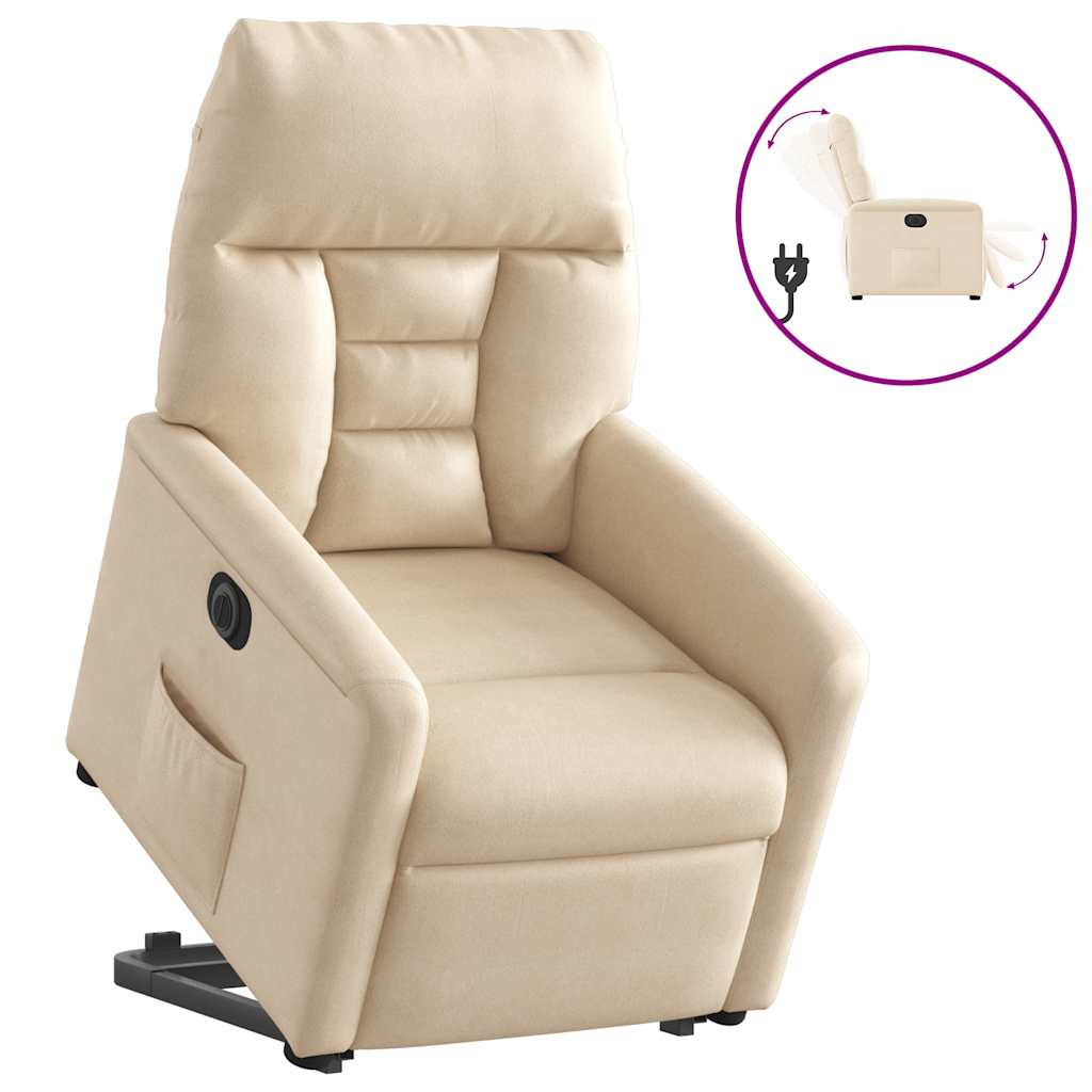 Vidaxl sta-op-stoel elektrisch verstelbaar microvezelstof beige
