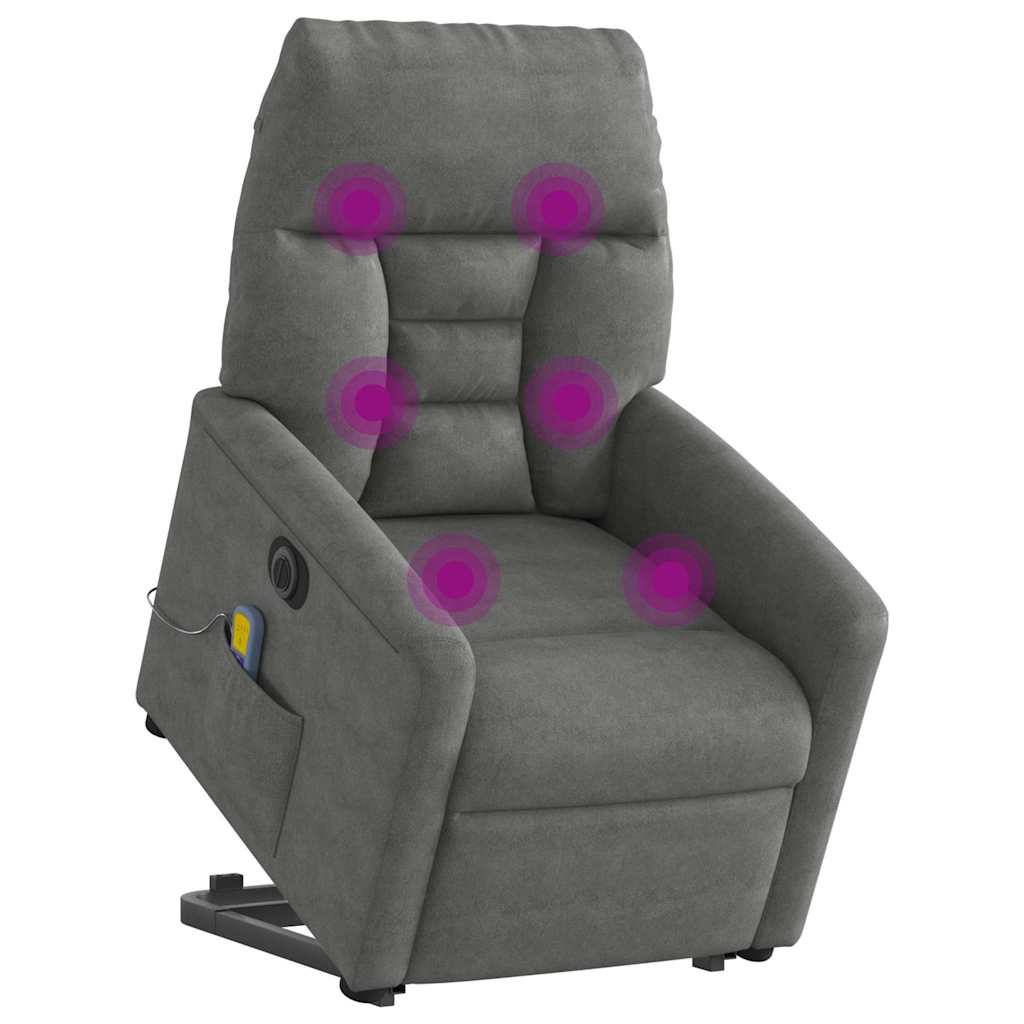 Vidaxl sta-op-massagestoel elektrisch microvezelstof donkergrijs
