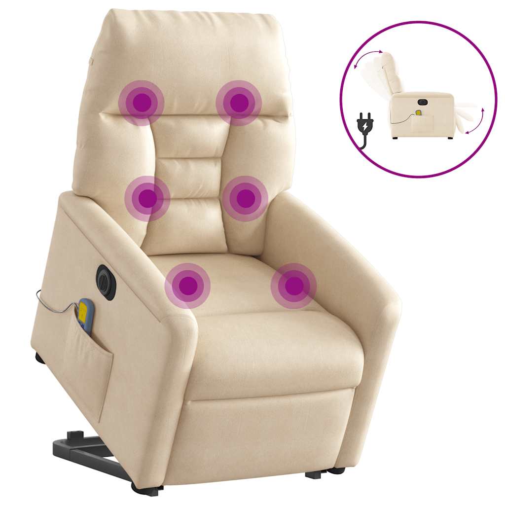 Vidaxl sta-op-massagestoel elektrisch verstelbaar microvezelstof beige