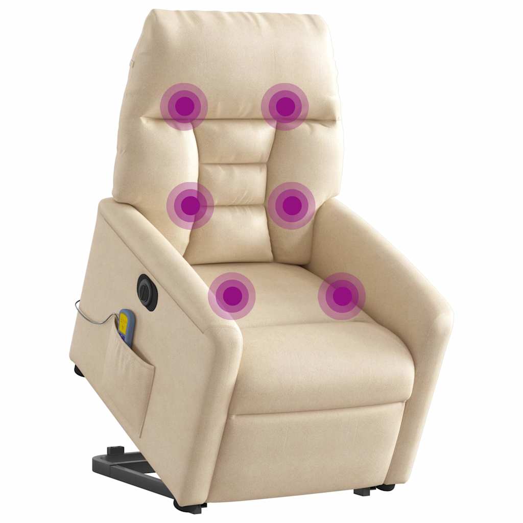 Vidaxl sta-op-massagestoel elektrisch verstelbaar microvezelstof beige