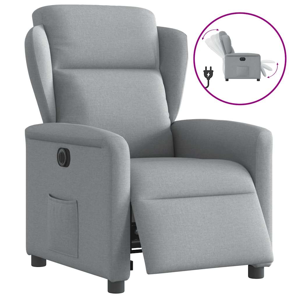 Vidaxl fauteuil elektrisch verstelbaar stof lichtgrijs