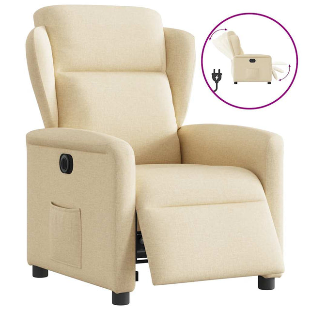 Vidaxl fauteuil verstelbaar elektrisch stof crèmekleurig