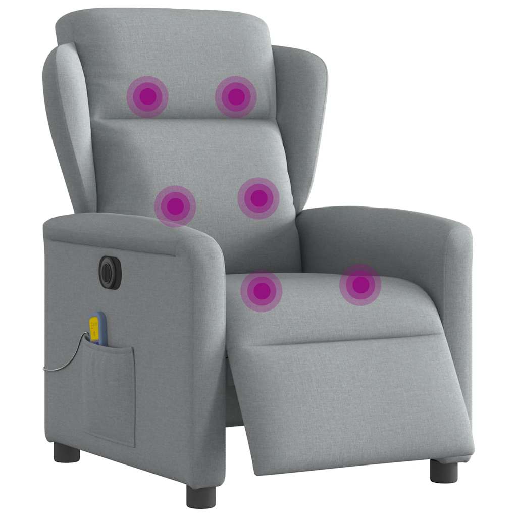 Vidaxl massagestoel elektrisch verstelbaar stof lichtgrijs