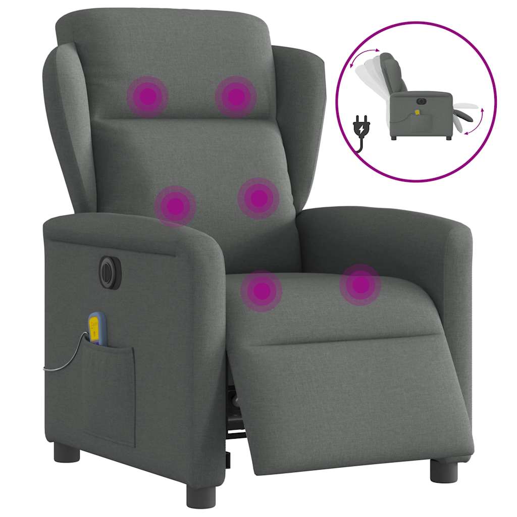 Vidaxl massagestoel elektrisch verstelbaar stof donkergrijs