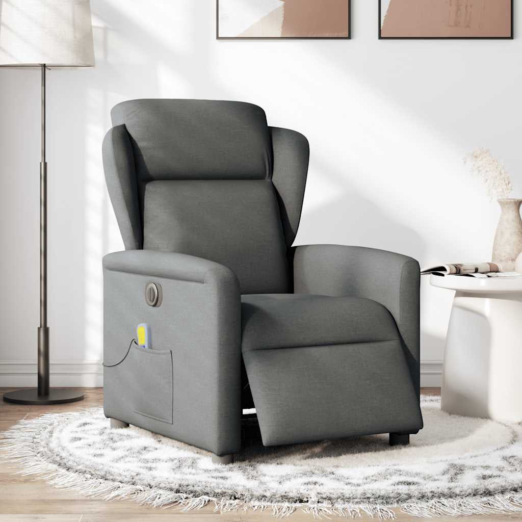 Vidaxl massagestoel elektrisch verstelbaar stof donkergrijs