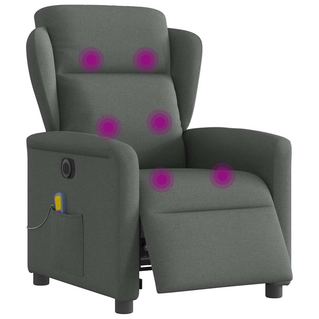 Vidaxl massagestoel elektrisch verstelbaar stof donkergrijs
