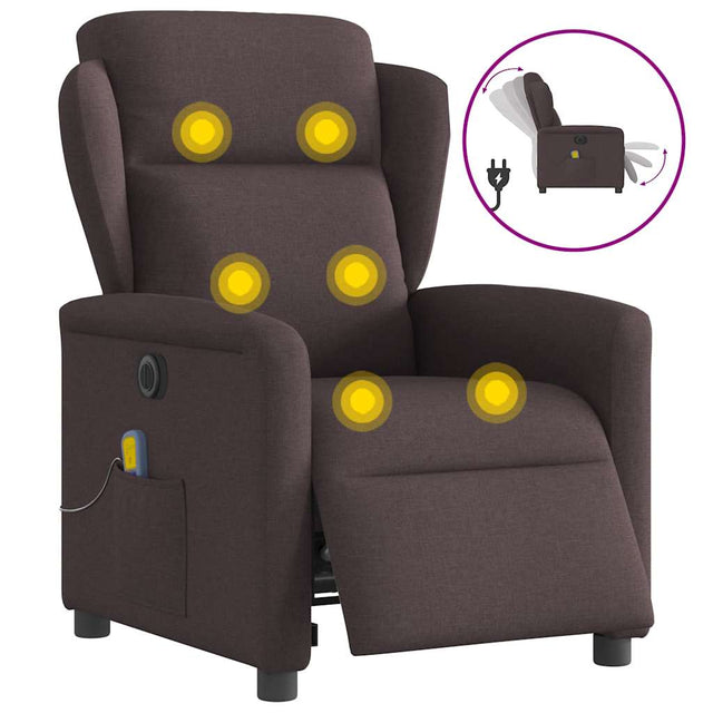 Vidaxl massagestoel elektrisch verstelbaar stof donkerbruin
