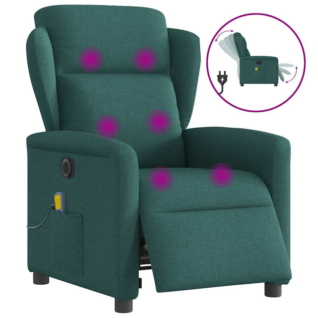 Vidaxl massagestoel elektrisch verstelbaar stof donkergroen