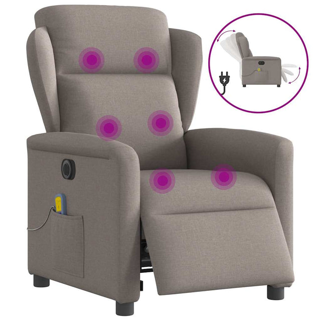 Vidaxl massagestoel elektrisch verstelbaar stof taupe