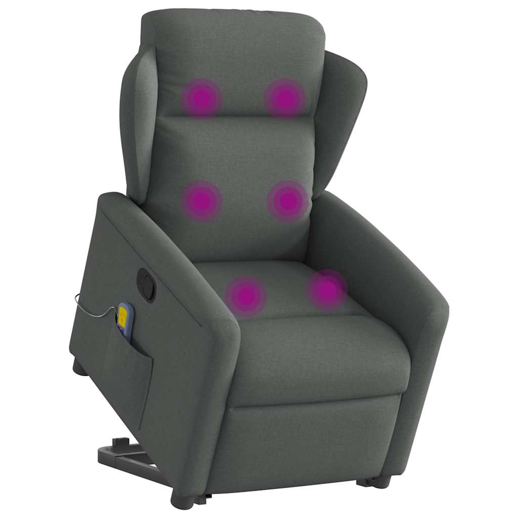 Vidaxl sta-op-massagestoel verstelbaar stof donkergrijs