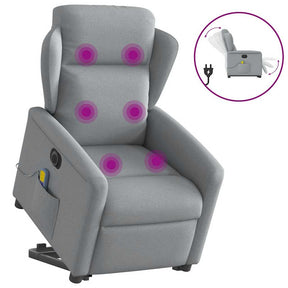 Vidaxl sta-op-massagestoel elektrisch verstelbaar stof lichtgrijs