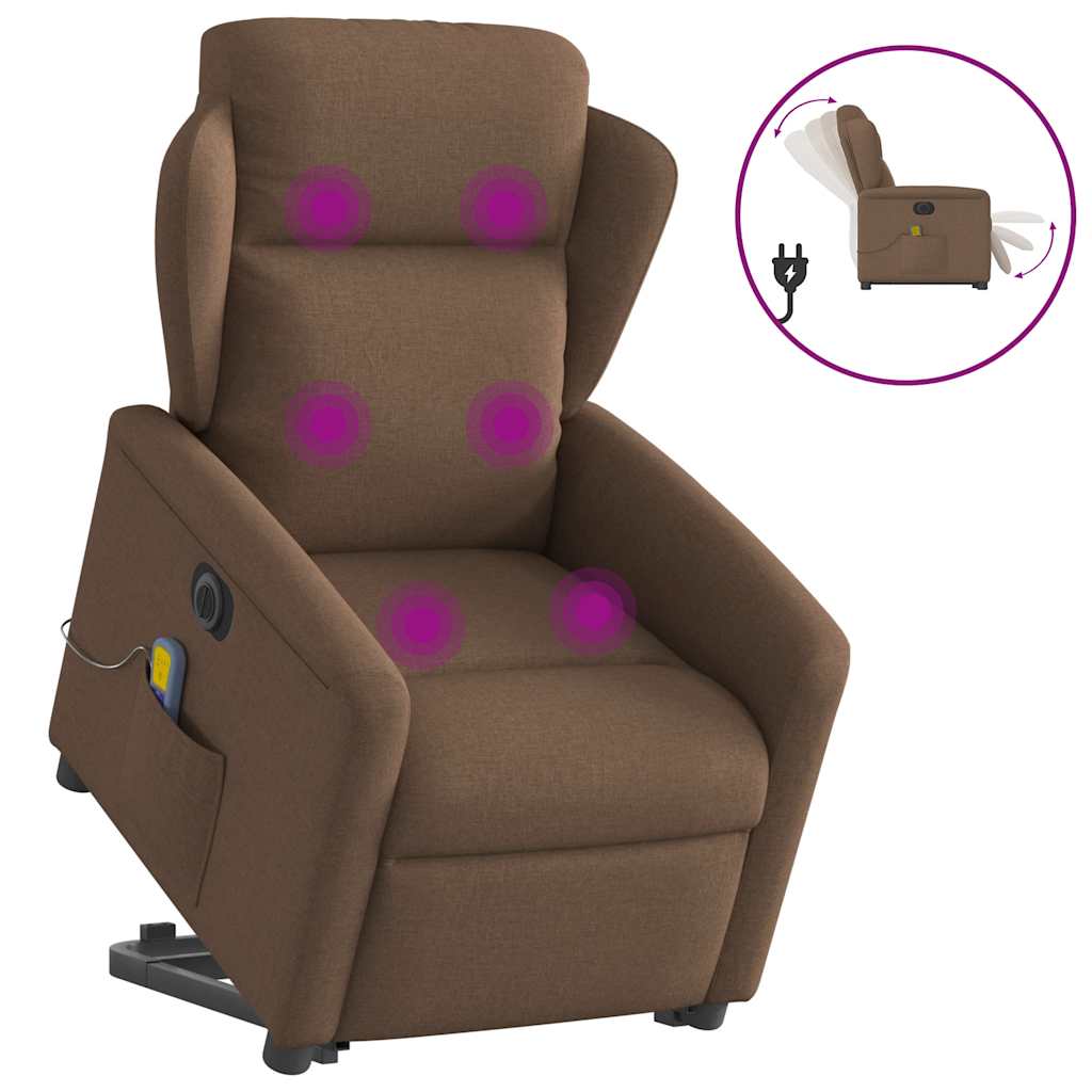 Vidaxl sta-op-massagestoel elektrisch verstelbaar stof bruin