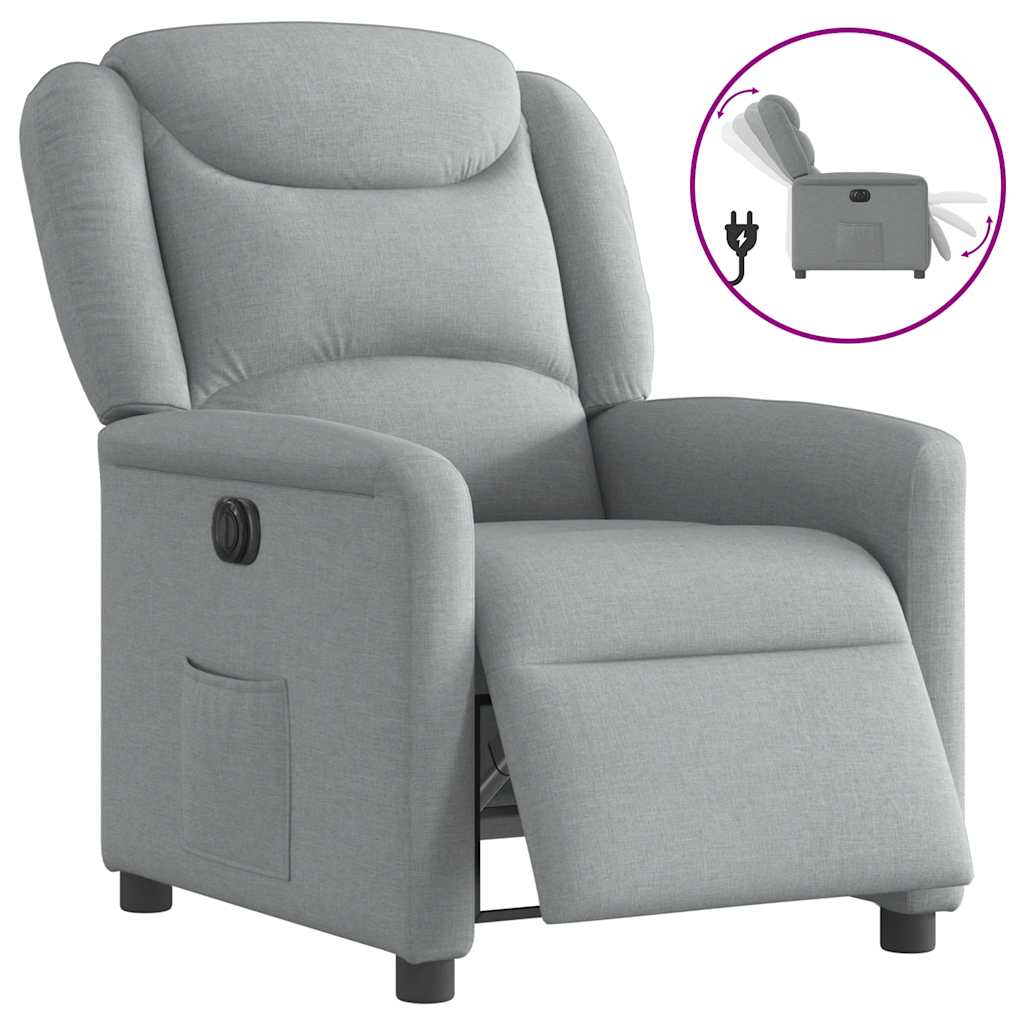 Vidaxl fauteuil elektrisch verstelbaar stof lichtgrijs