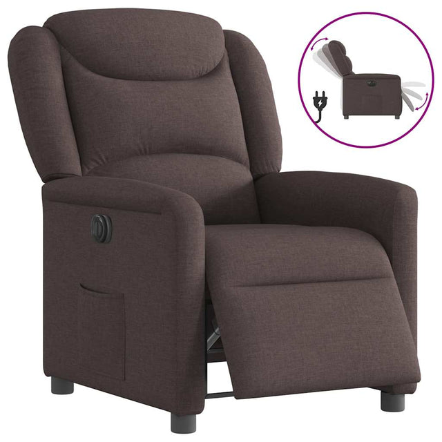Vidaxl fauteuil verstelbaar elektrisch stof donkerbruin