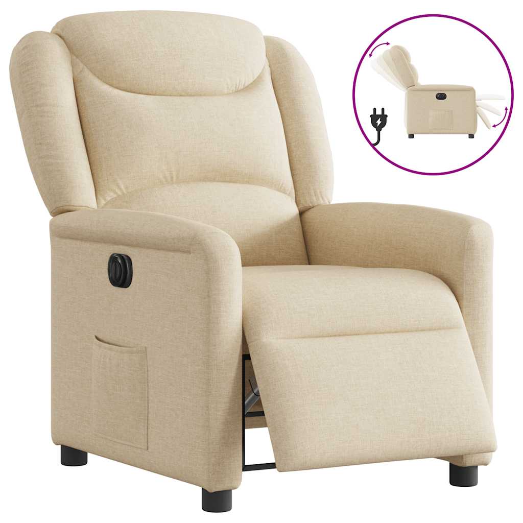 Vidaxl fauteuil verstelbaar elektrisch stof crèmekleurig