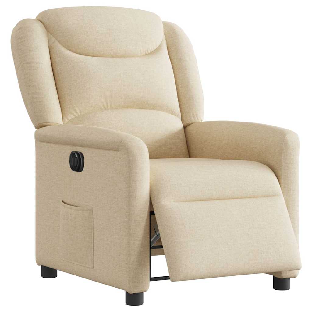 Vidaxl fauteuil verstelbaar elektrisch stof crèmekleurig