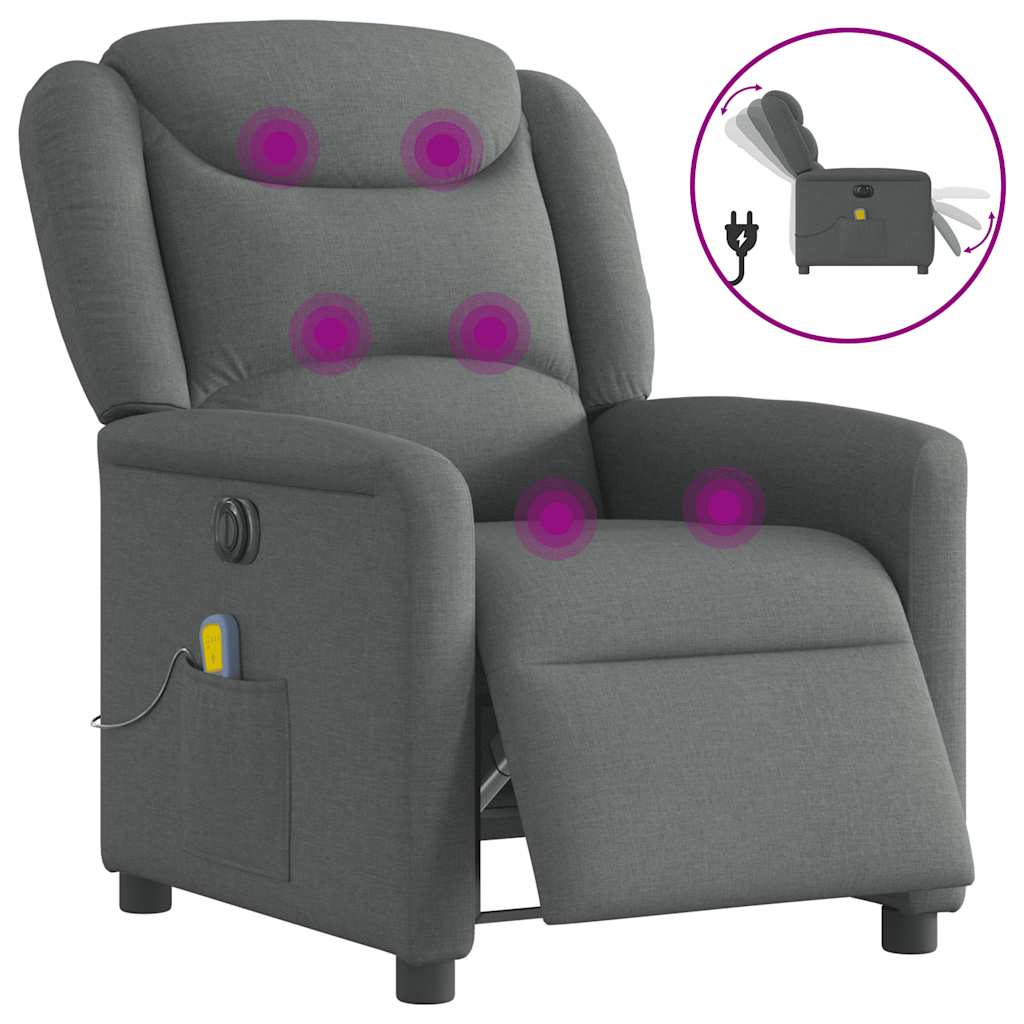 Vidaxl massagestoel elektrisch verstelbaar stof donkergrijs