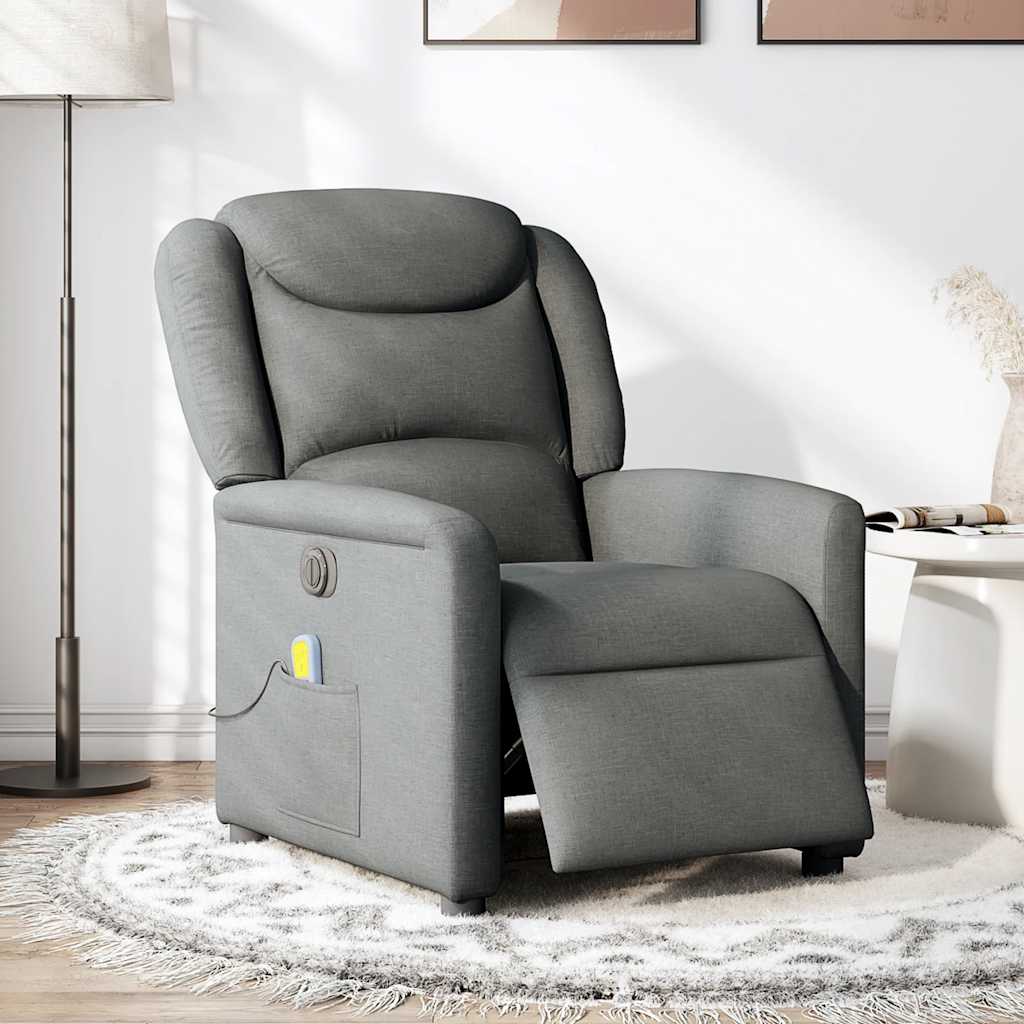 Vidaxl massagestoel elektrisch verstelbaar stof donkergrijs