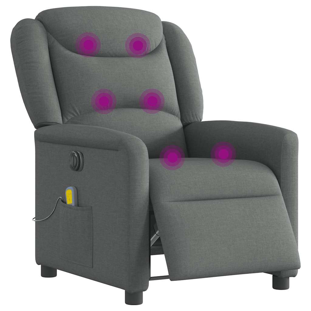 Vidaxl massagestoel elektrisch verstelbaar stof donkergrijs