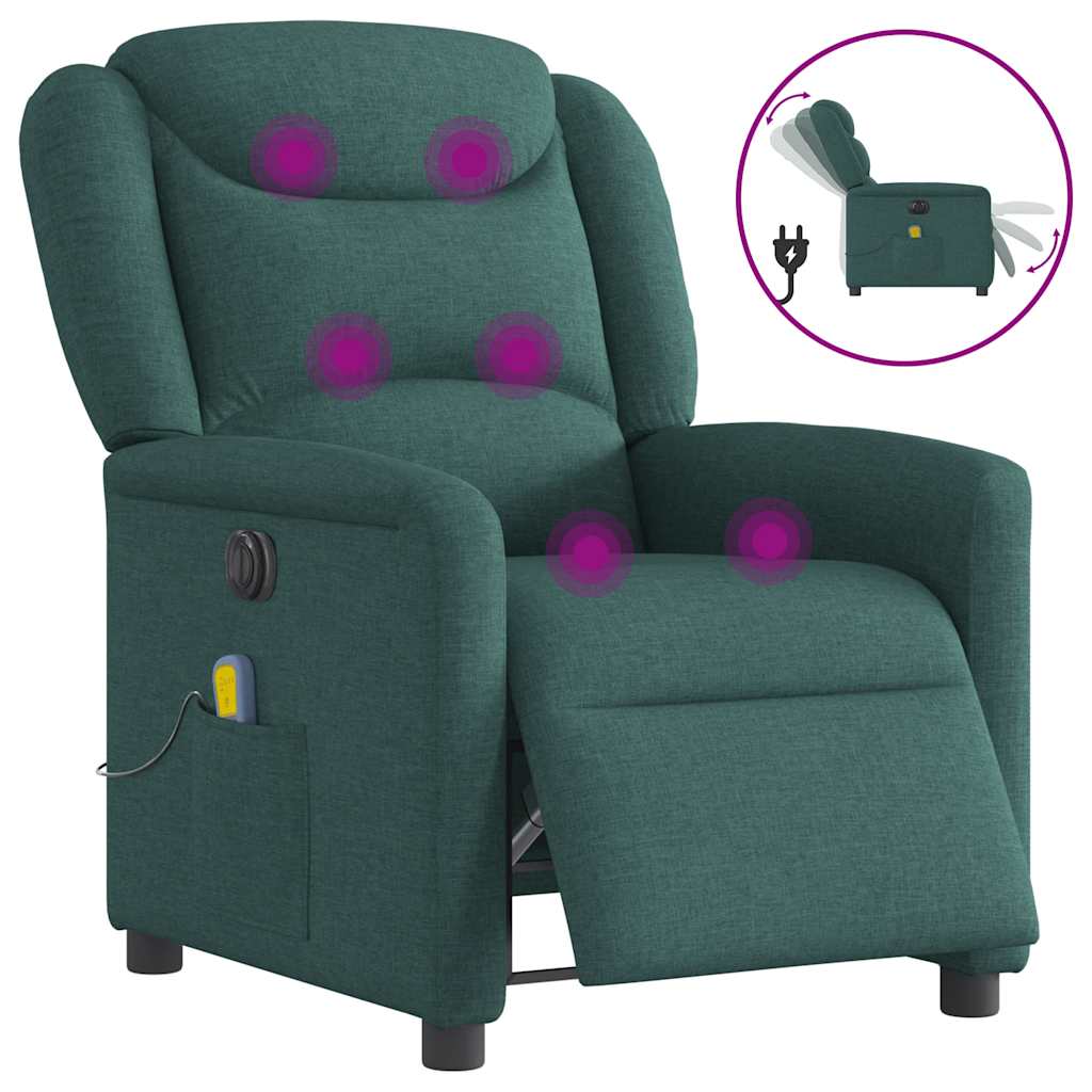 Vidaxl massagestoel elektrisch verstelbaar stof donkergroen