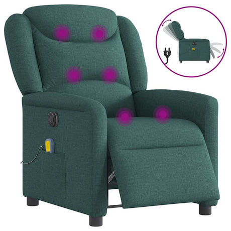 Vidaxl massagestoel elektrisch verstelbaar stof donkergroen