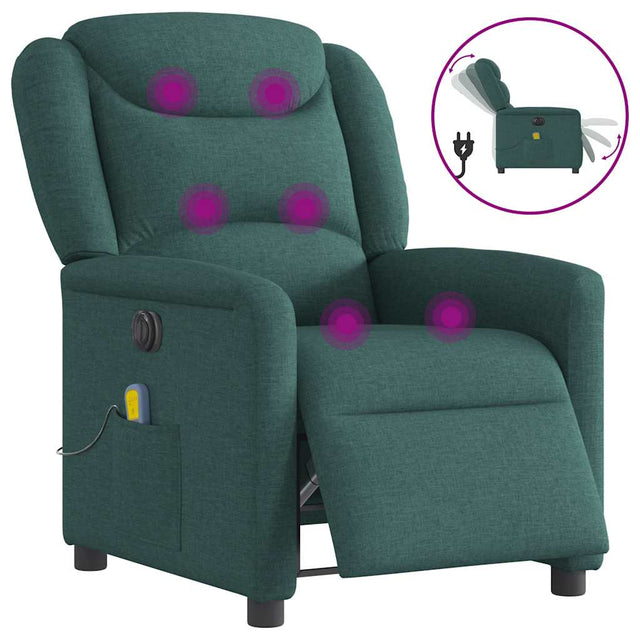 Vidaxl massagestoel elektrisch verstelbaar stof donkergroen