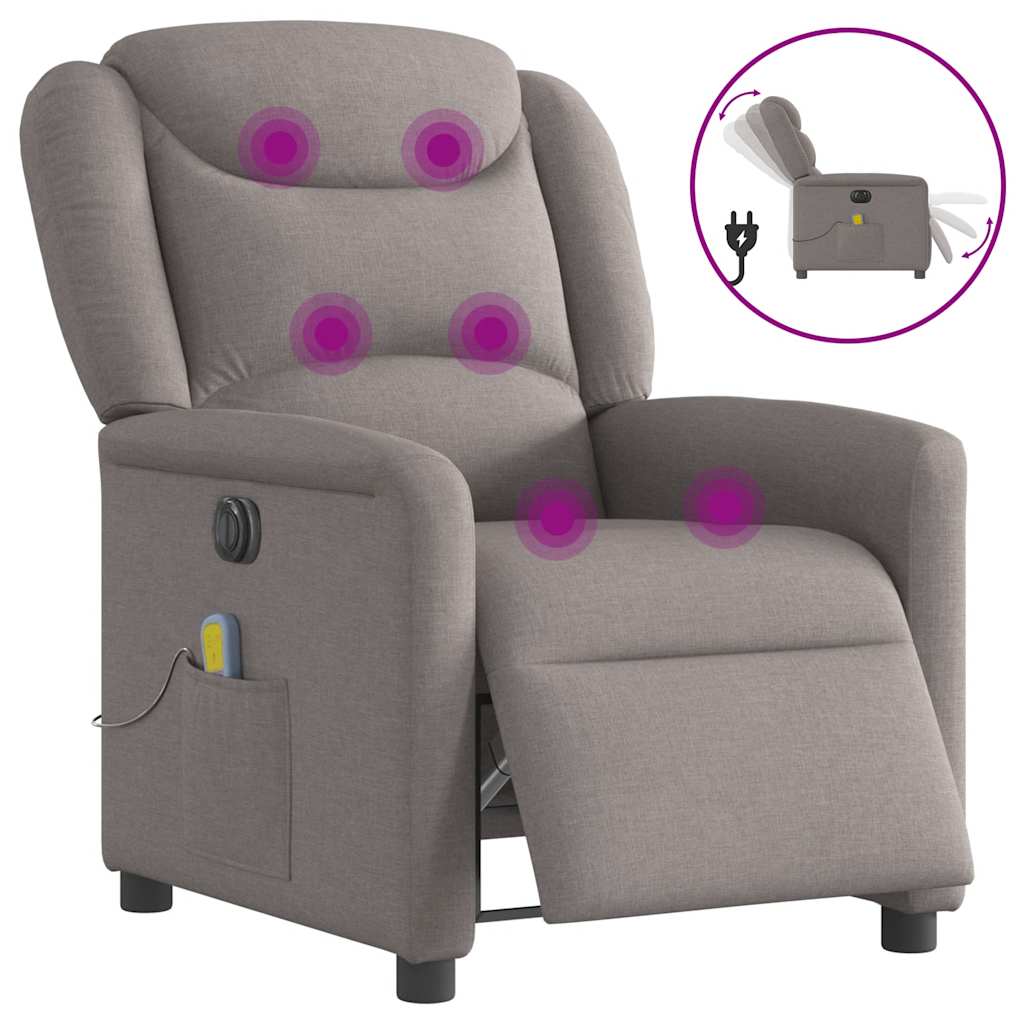 Vidaxl massagestoel elektrisch verstelbaar stof taupe