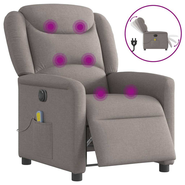 Vidaxl massagestoel elektrisch verstelbaar stof taupe